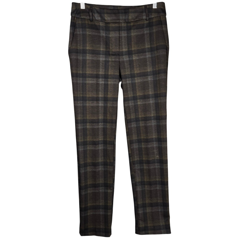 ILTM i love tyler madison Plaid Ankle Pants Career Casual Stretch Brown Gray M